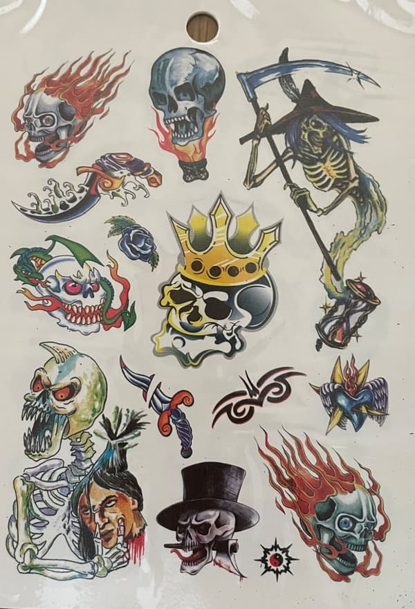 6 st Ark Temporära Tatueringar / Fake Tattoo Sticker - Döskalle / Dödskalle / Skull