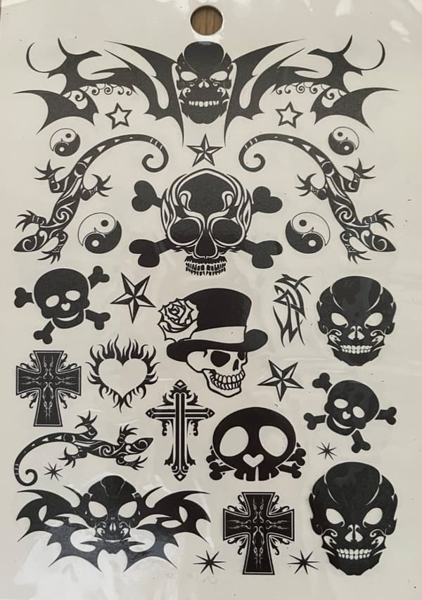 6 st Ark Temporära Tatueringar / Fake Tattoo Sticker - Döskalle / Dödskalle / Skull
