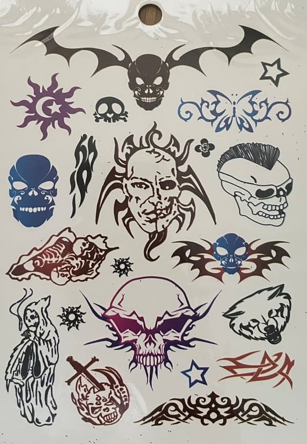 6 st Ark Temporära Tatueringar / Fake Tattoo Sticker - Döskalle / Dödskalle / Skull
