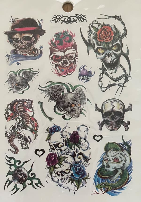 6 st Ark Temporära Tatueringar / Fake Tattoo Sticker - Döskalle / Dödskalle / Skull