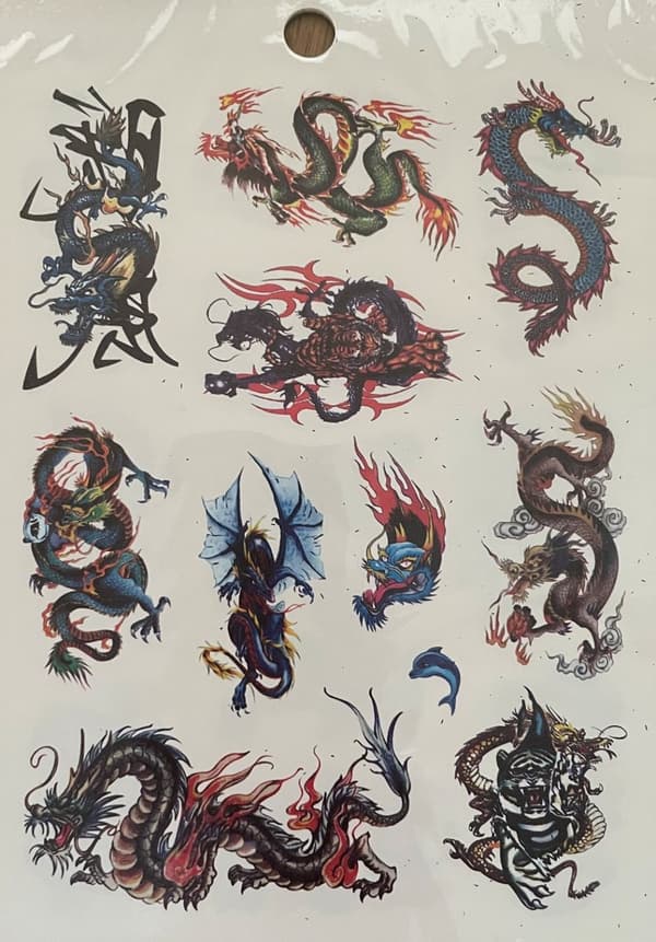 6 st Ark Temporära Tatueringar / Fake Tattoo Sticker - Drake / Dragon
