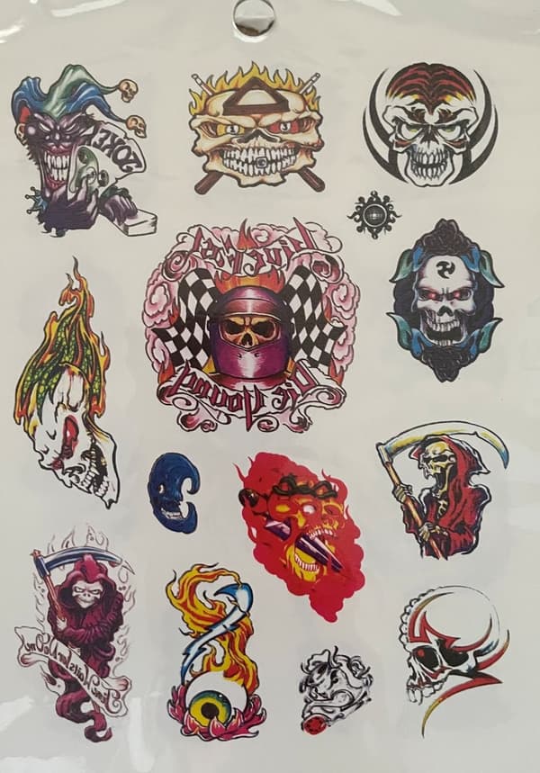 6 st Ark Temporära Tatueringar / Fake Tattoo Sticker - Döskalle / Skorpion
