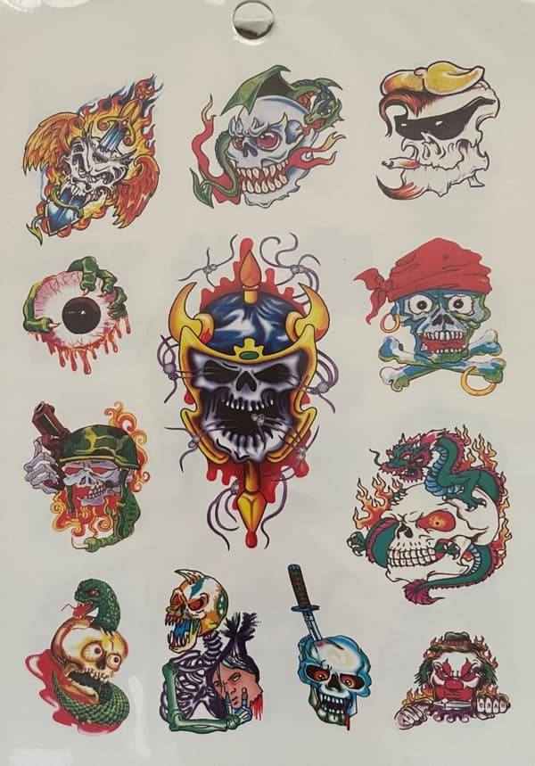 6 st Ark Temporära Tatueringar / Fake Tattoo Sticker - Döskalle / Skorpion