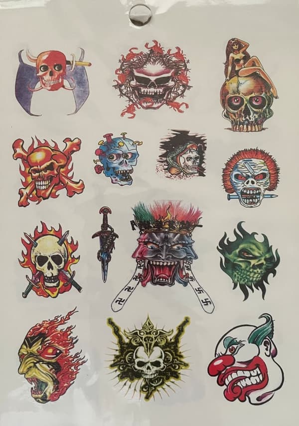 6 st Ark Temporära Tatueringar / Fake Tattoo Sticker - Döskalle / Skorpion