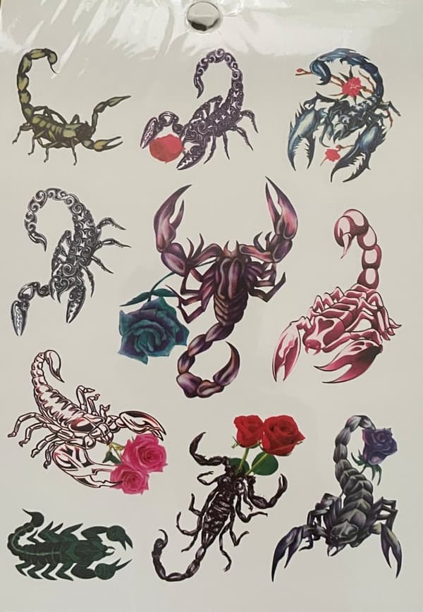 6 st Ark Temporära Tatueringar / Fake Tattoo Sticker - Döskalle / Skorpion