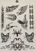 Miniatyrbild 4 av 7: 6 st Ark Temporära Tatueringar / Fake Tattoo Sticker - Fjäril / Djur i Svart & Vitt