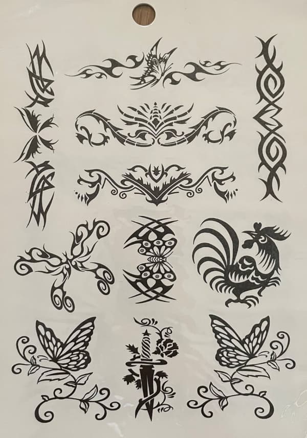 6 st Ark Temporära Tatueringar / Fake Tattoo Sticker - Fjäril / Djur i Svart & Vitt