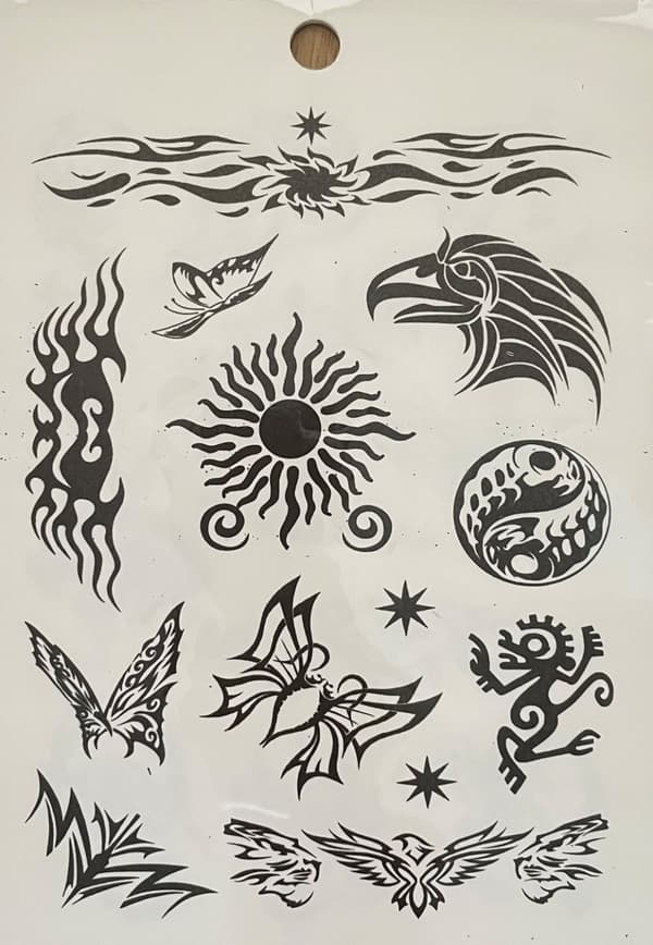 6 st Ark Temporära Tatueringar / Fake Tattoo Sticker - Fjäril / Djur i Svart & Vitt