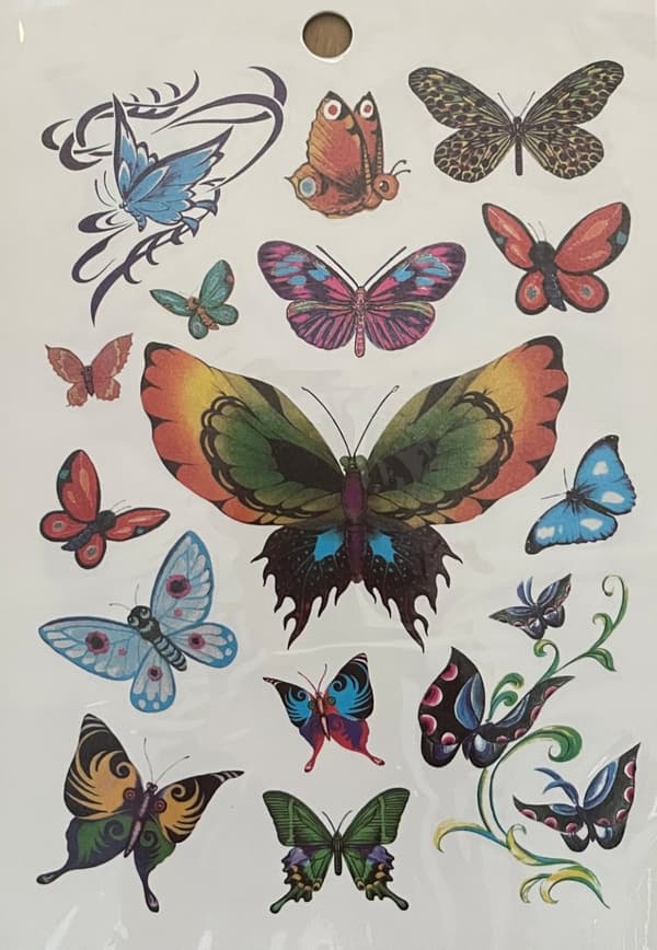 6 st Ark Temporära Tatueringar / Fake Tattoo Sticker - Fjäril / Butterfly