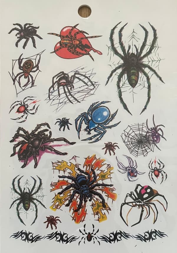 6 st Ark Temporära Tatueringar / Fake Tattoo Sticker - Spindel / Ödla / Fjäril