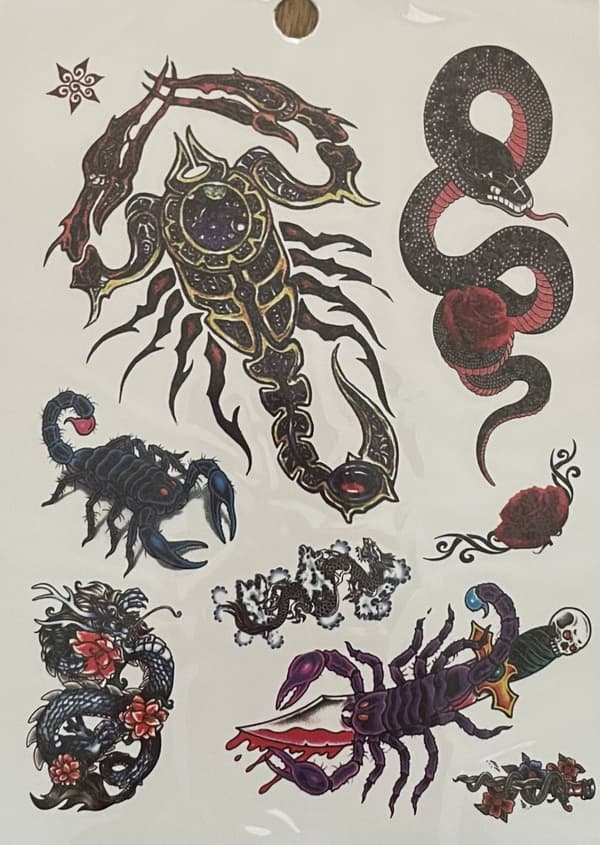 6 st Ark Temporära Tatueringar / Fake Tattoo Sticker - Drake / Tiger / Djur