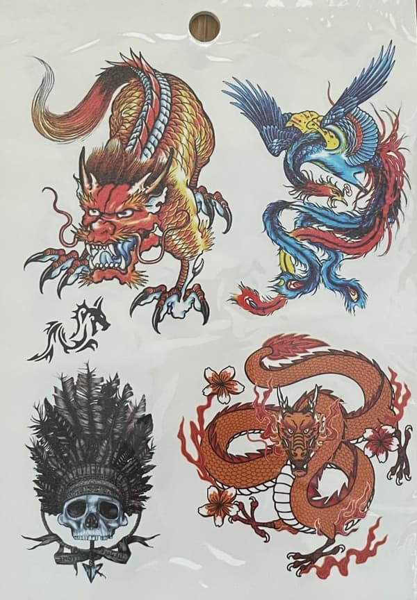 6 st Ark Temporära Tatueringar / Fake Tattoo Sticker - Drake / Tiger / Djur