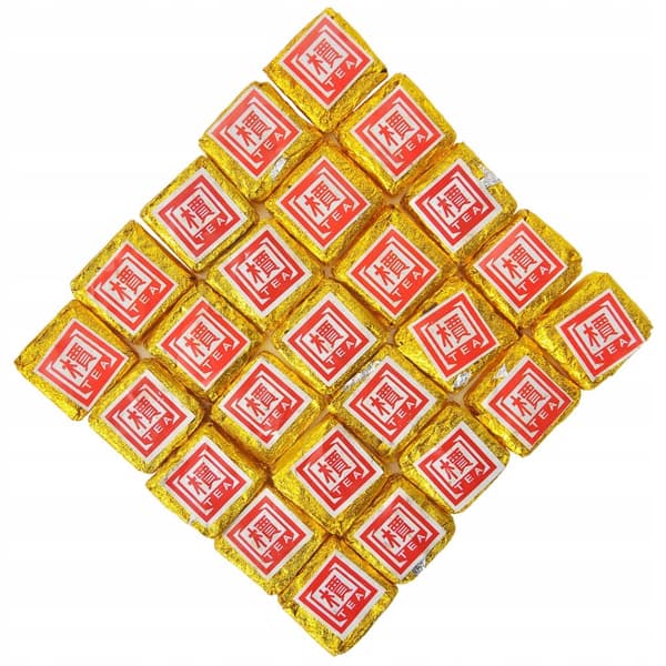 Presset rød te PU ERH TUOCHA GULD firkantet 50g puerh