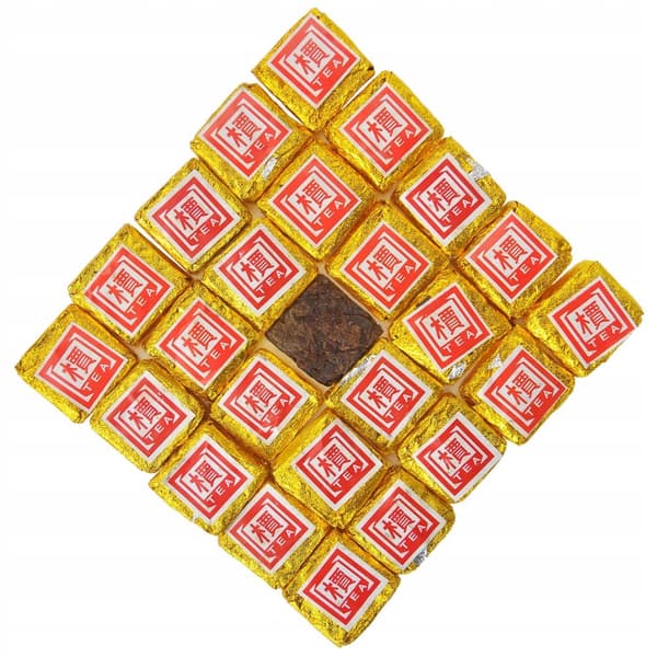 Presset rød te PU ERH TUOCHA GULD firkantet 50g puerh