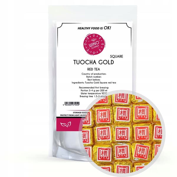 Presset rød te PU ERH TUOCHA GULD firkantet 50g puerh