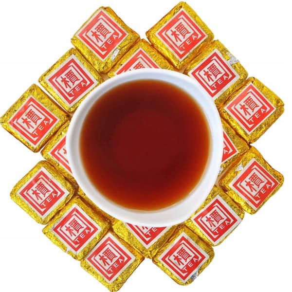 Pressat rött te PU ERH TUOCHA GULD kvadrat 100g puerh