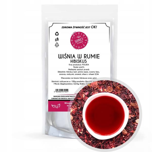 Kirsikkarommi-hibiscus-tee - 50 g Hibiscus-kukkamakusekoitus