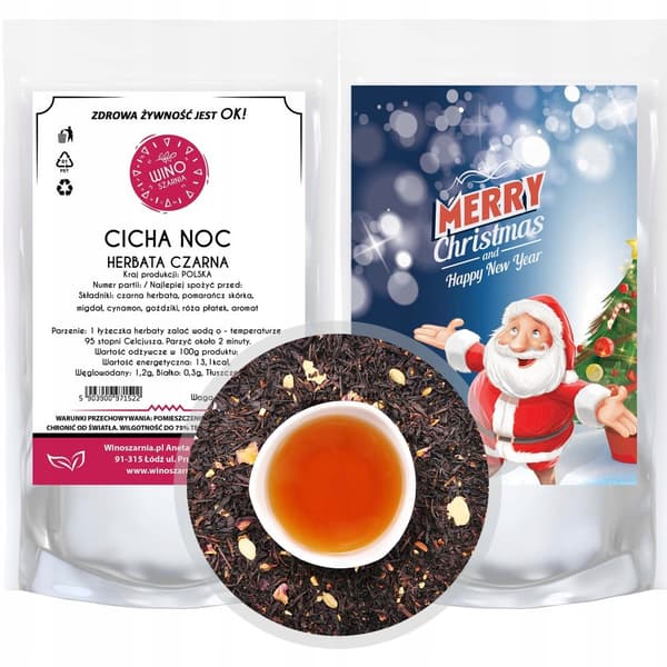 Joulu Silent Night musta tee - 50g