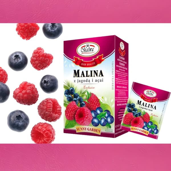 Smaksatt fruktte med hallon, blåbär och acai 20 påsar / MALWA
