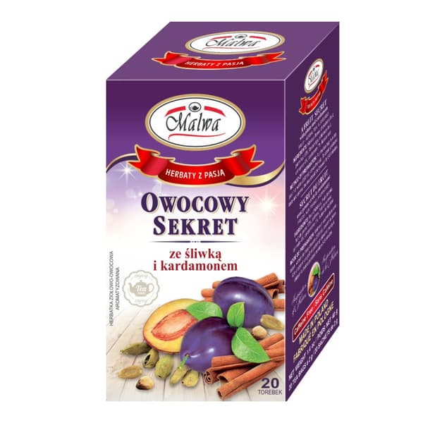 Frukt- och örtte FRUIT SECRET med plommon och kardemumma 20 påsar / MALWA