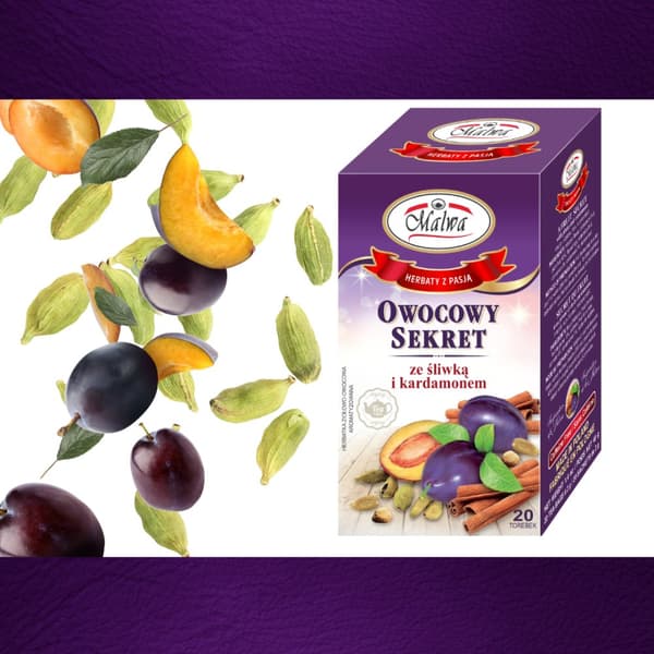 Frukt- och örtte FRUIT SECRET med plommon och kardemumma 20 påsar / MALWA