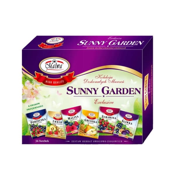 SUNNY GARDEN frugt- og urtetesæt Chokoladeæske 36 poser i kuverter / MALWA