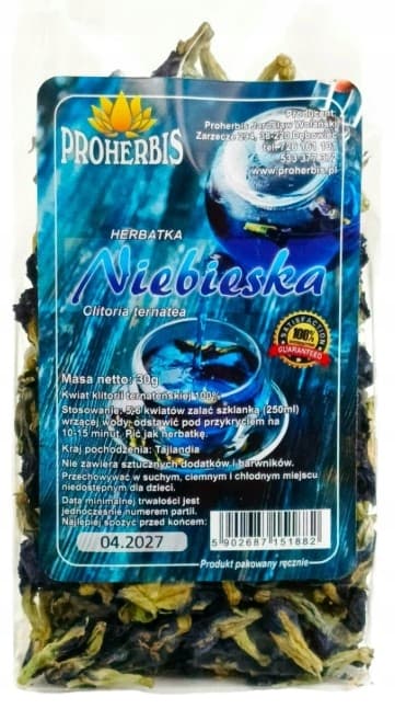 Clitoria ternatea -kukka 100 % sinistä teetä Proherbis 30 g