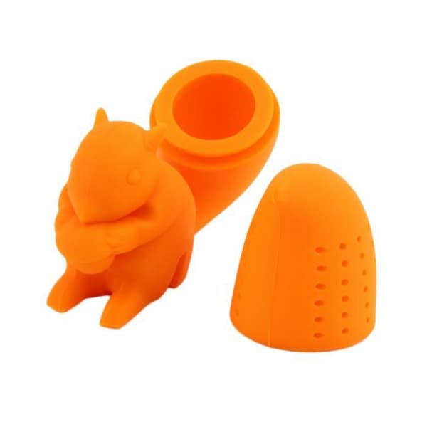 Söt ekorre tesil Silikon Lösblad Te Infuser Filter Diffuser Roligt tetillbehör Tetillbehör