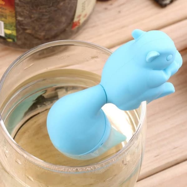 Söt ekorre tesil Silikon Lösblad Te Infuser Filter Diffuser Roligt tetillbehör Tetillbehör