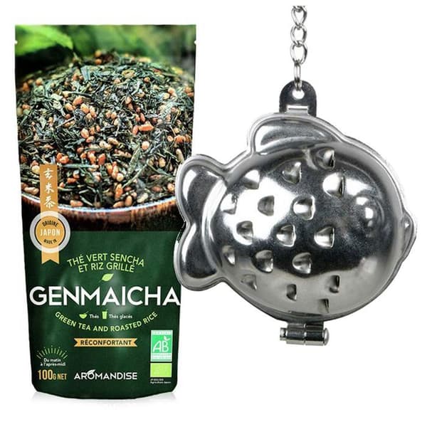 Vit kattfisk teboll + Genmaicha grönt te 100 g