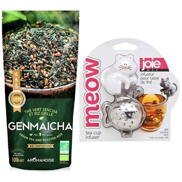Vit kattfisk teboll + Genmaicha grönt te 100 g