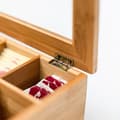 Miniatyrbild 6 av 6: Relaxdays Teaskrin i bambu 8 fackor Förpackning för tepåsar och löste i 9 x 28 x 16 cm Transparent fönster, natur