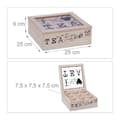 Miniatyrbild 4 av 6: Relaxdays Teaskåp med 9 fack, i MDF och akryl, med lock, HLP: 9 x 25 x 25 cm, natur och svart