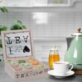 Miniatyrbild 5 av 6: Relaxdays Teaskåp med 9 fack, i MDF och akryl, med lock, HLP: 9 x 25 x 25 cm, natur och svart