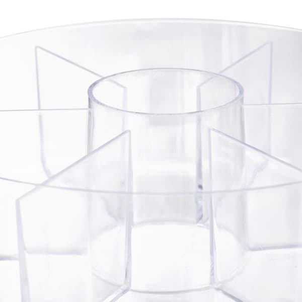 Relaxdays Round Tea Box, Presentbox, Tepåse, Spice, Lock, 6 Fack, HxD 7,5x20 cm, Transparent