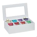 Miniatyrbild 1 av 6: Relaxdays Tedbox, 8 fackor, bambu, lock som skyddar innehållet från damm, HLP 9x28x16 cm, vit