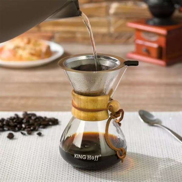 KAFFEBRYGARE i GLAS 400ml KINGOFF KH-1638