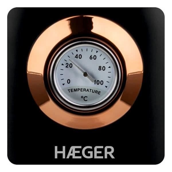 Haeger Art Deco Trådlös Elektrisk Vattenkokare Tekanna Svart Koppar 2200W 1,7L Temperaturdisplay Överhettningsskydd