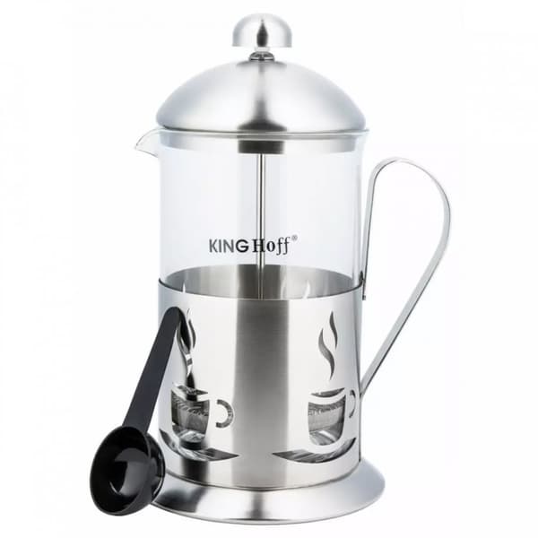 KINGHOFF KAFFE/TE-MAKARE MED TRYCK 600ml KH-4831