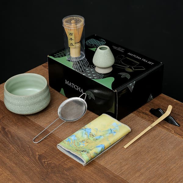 INF Matcha Whisk Set CT Seven Piece - Light Green Glaze