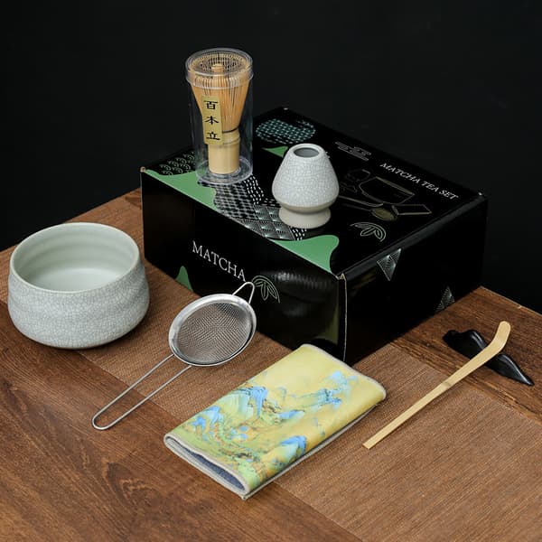 INF Matcha Visp Set CT Sju Delar - Vit Crackle Glasyr