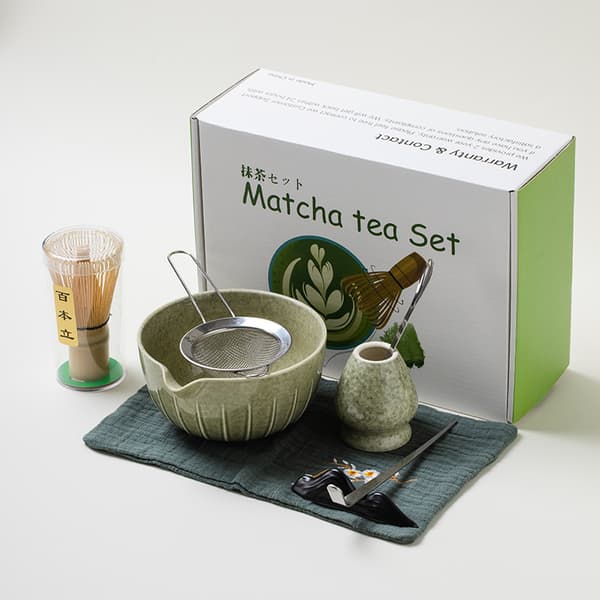 INF Matcha Visp Set: Präglad Matcha Färg 8-Delars Rostfritt Stål