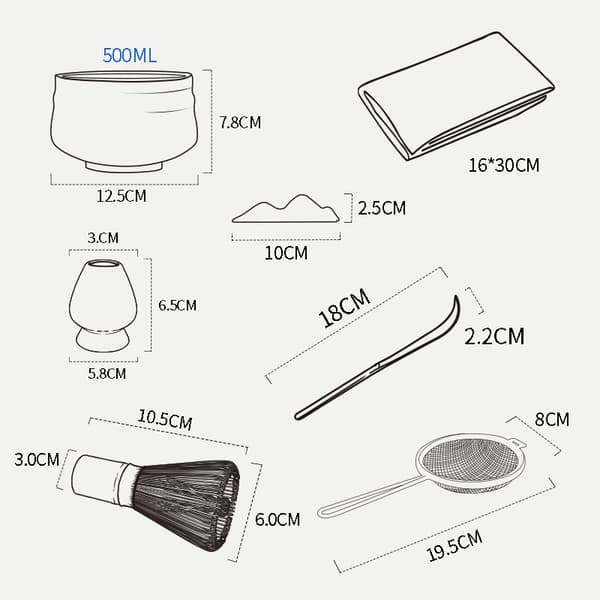 INF Matcha Broom Set SQ Jump Knife Glossy White 4-Piece Set