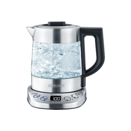 SEVERIN WK 3473 Deluxe Mini - tebryggare/kittel - glass/brushed stainless steel/black