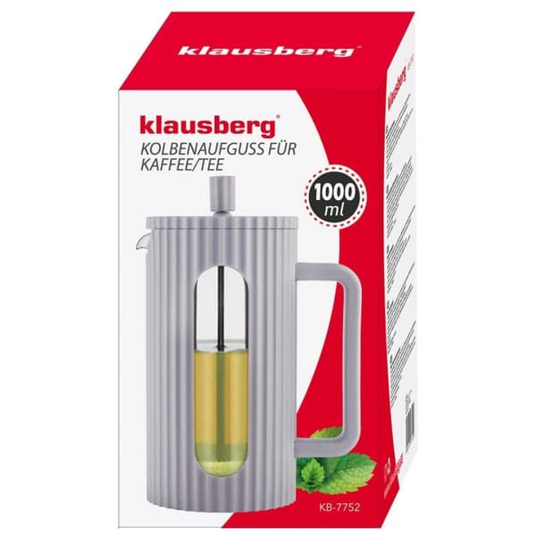 Piston Kaffe-/Temaskine 1000ml Klausberg Kb-7752 Grå Lumarko!