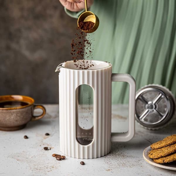 Kolvkaffe-/tebryggare 600ml Klausberg Kb-7748 Vit Lumarko!