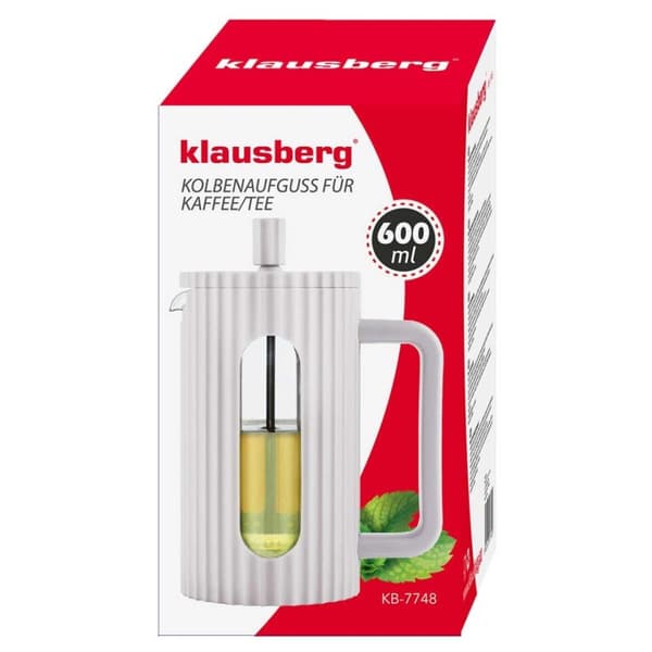 Kolvkaffe-/tebryggare 600ml Klausberg Kb-7748 Vit Lumarko!