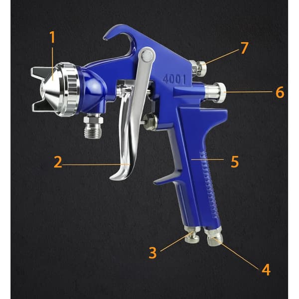 LVLP färgpistol med en 1L metalltank och ett 1,4 mm munstycke