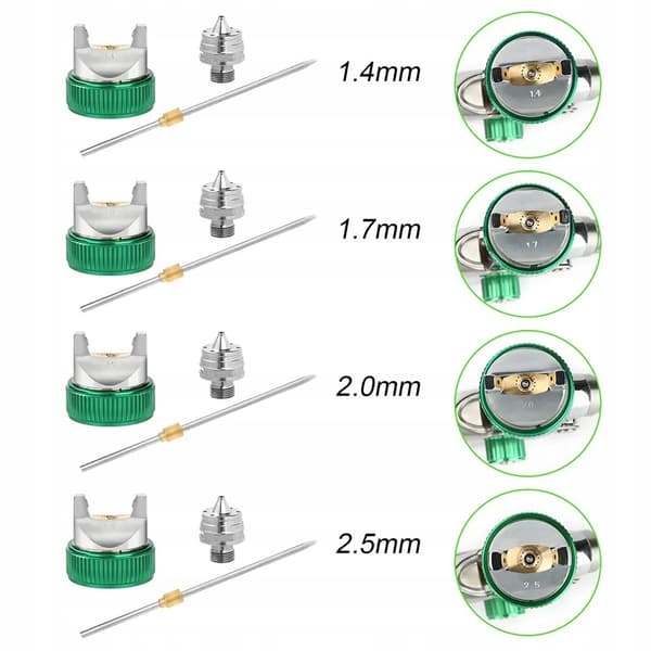 Silver HVLP målarpistol med 4 munstycken (1,4 + 1,7 + 2,0 + 2,5)