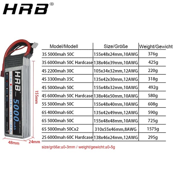 Lipo Batteri, Høj Kapacitet, Flere Spændingsmuligheder, 222V 4000mAh EC5